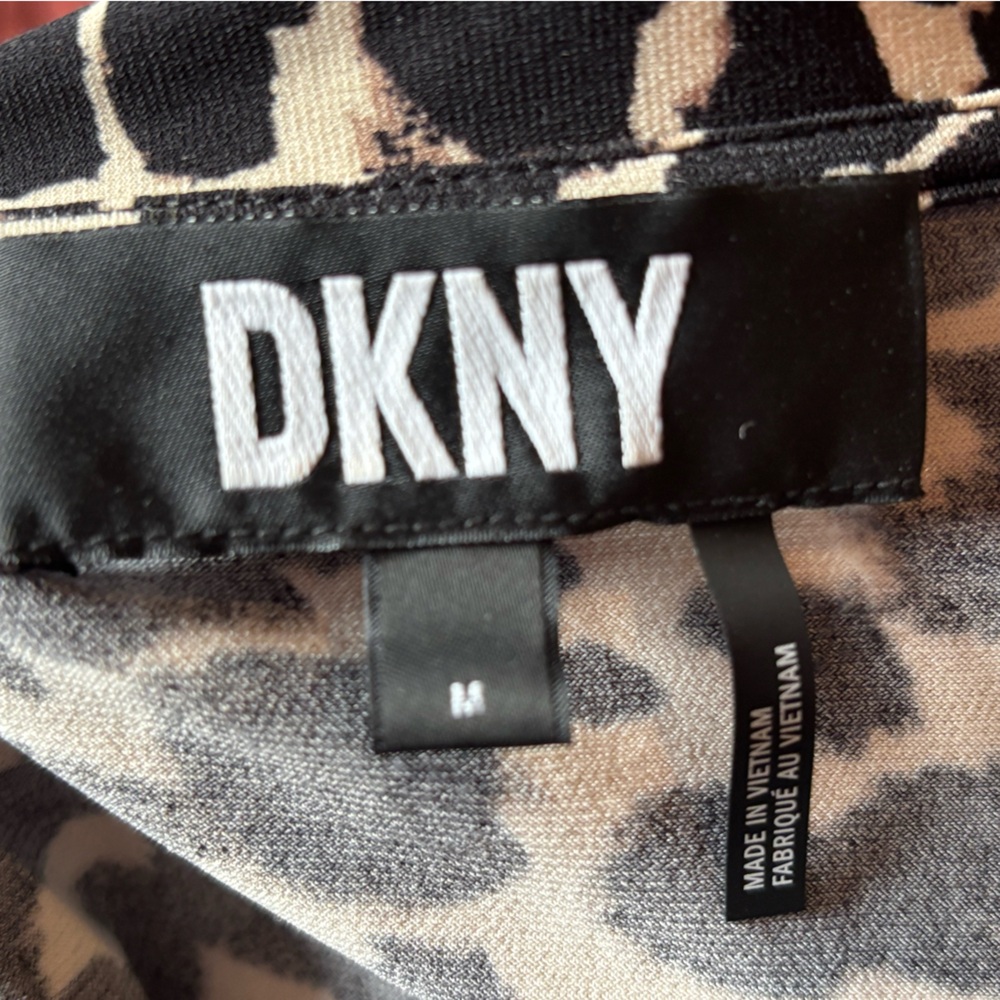 DKNY Animal Print blouse in Black and Cream